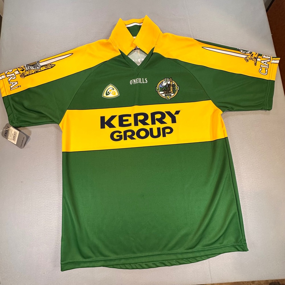 O'Neills Kerry GAA Printed Jersey Mens XL Green Amber Ciarraí Kerry Group NWT